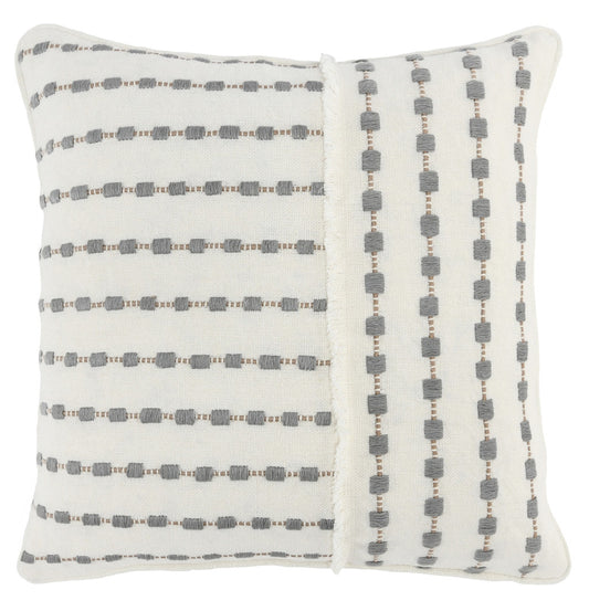20" X 20" Gray Linen Geometric Zippered Pillow