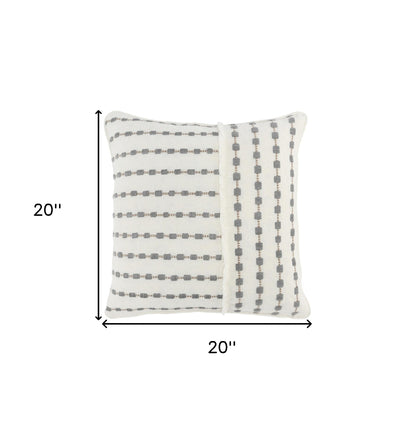 20" X 20" Gray Linen Geometric Zippered Pillow
