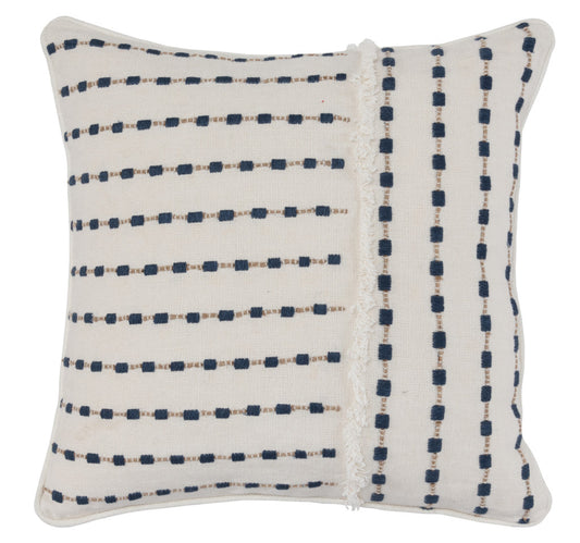 20" X 20" Blue Linen Geometric Zippered Pillow