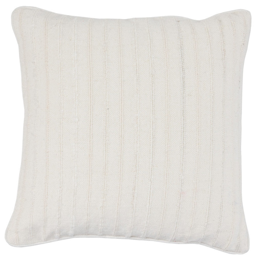 22" X 22" White Linen Striped Zippered Pillow