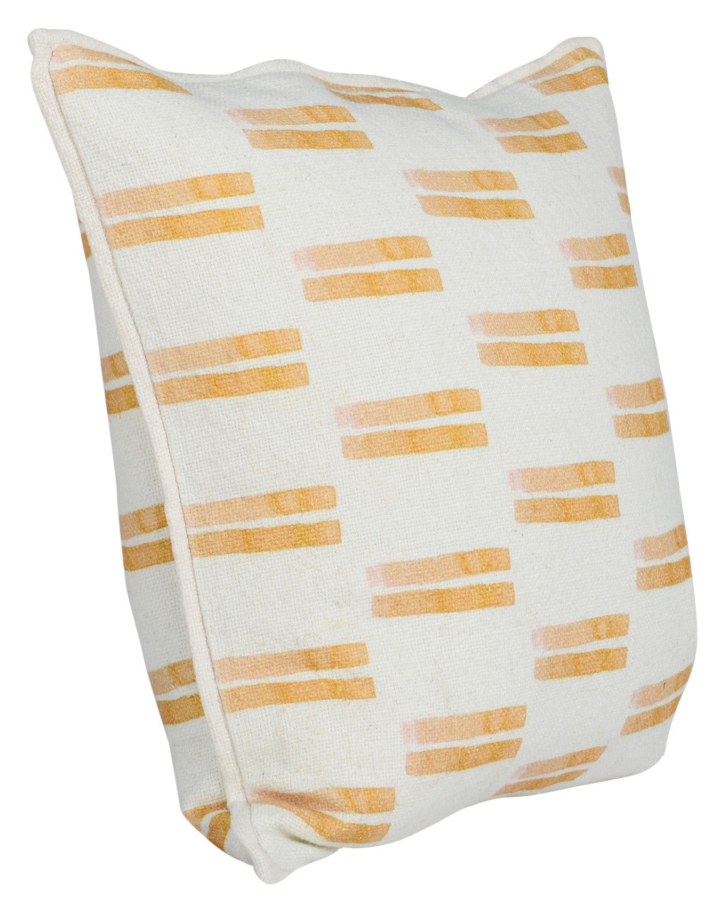 22" X 22" Orange Linen Patterned Zippered Pillow