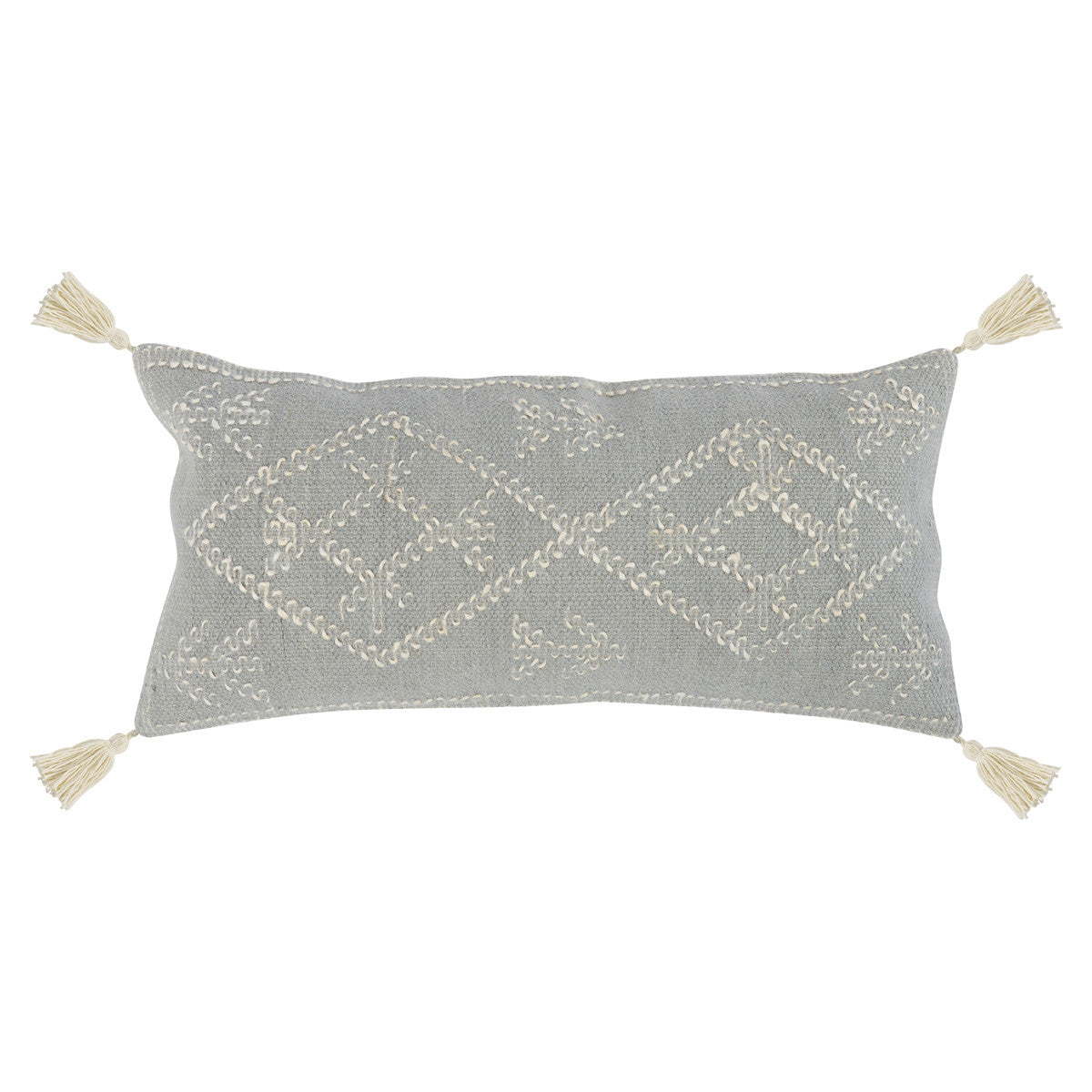 16" X 36" Gray Jute Patterned Zippered Pillow