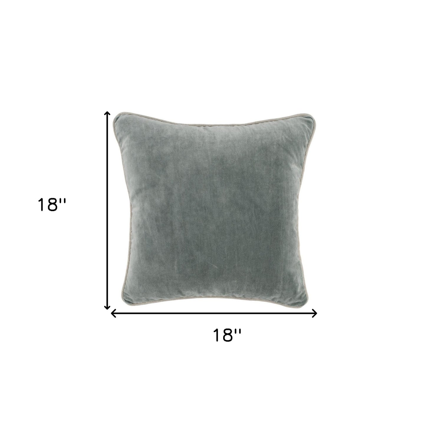 18" X 18" Green 100% Cotton Zippered Pillow