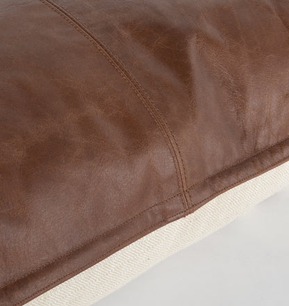 22" X 22" Brown Leather Zippered Pillow