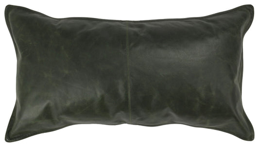 14" X 26" Green Leather Zippered Pillow
