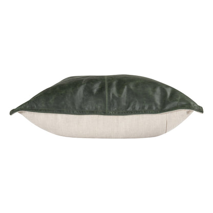 22" X 22" Green Leather Zippered Pillow