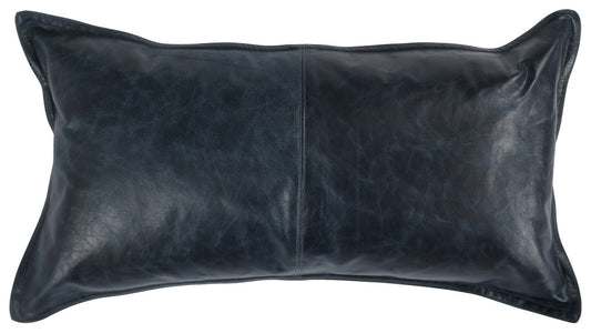 14" X 26" Blue Leather Zippered Pillow