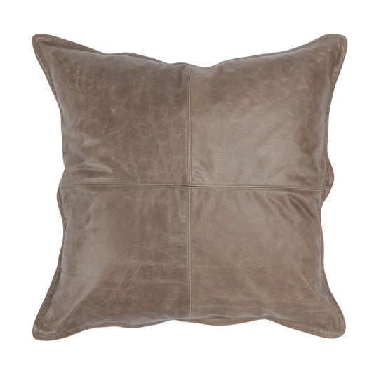 22" X 22" Taupe Leather Zippered Pillow