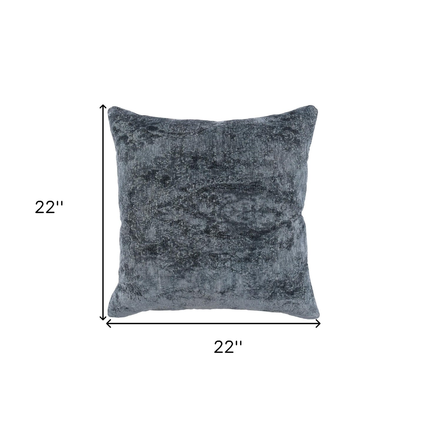 22" X 22" Blue Chenille Zippered Pillow