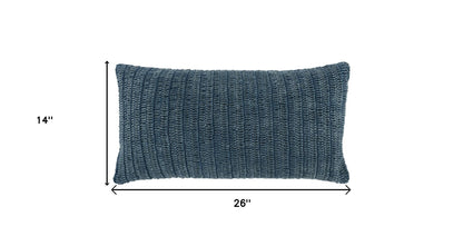14" X 26" Blue Linen Zippered Pillow