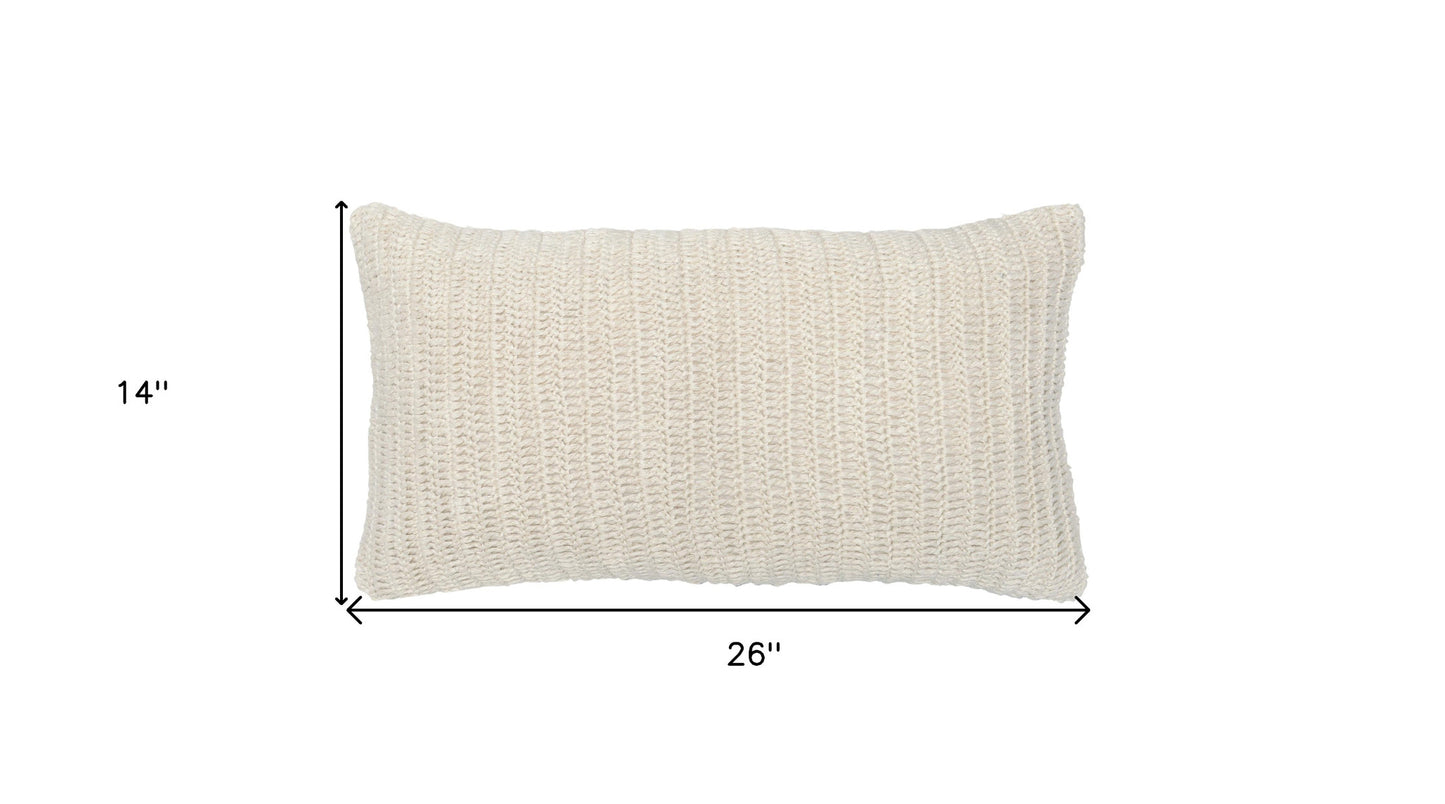 14" X 26" Ivory Linen Zippered Pillow