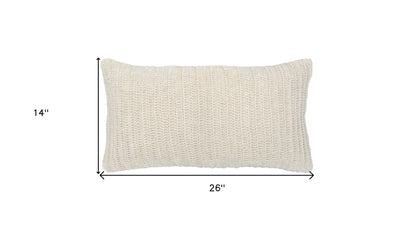 14" X 26" Ivory Linen Zippered Pillow
