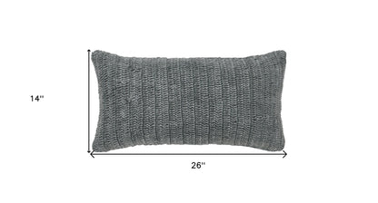 14" X 26" Gray Linen Zippered Pillow