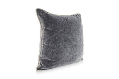 18" X 18" Gray 100% Cotton Zippered Pillow