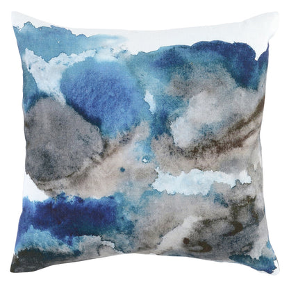 20" X 20" Blue 100% Cotton Abstract Zippered Pillow