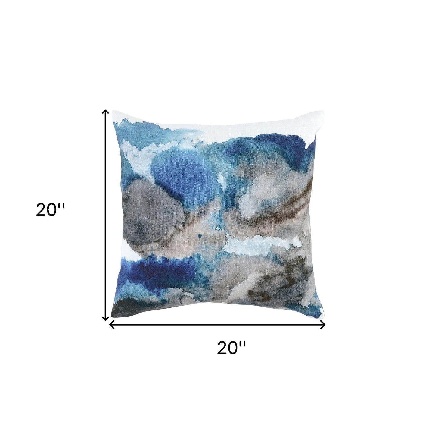 20" X 20" Blue 100% Cotton Abstract Zippered Pillow