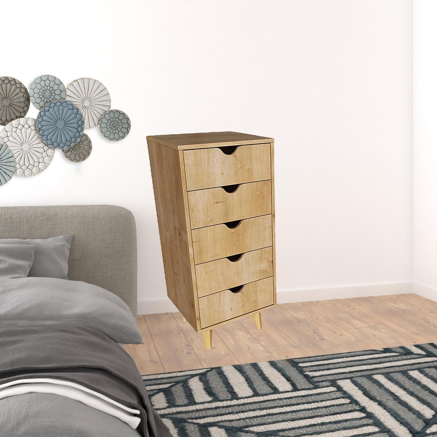 16" Natural Solid Wood Five Drawer Lingerie Chest
