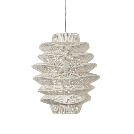 Single Rattan Dimmable Ceiling Light With White Shades