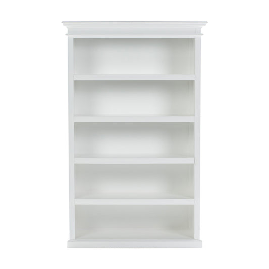 77" Antiqued White Solid Wood Five Tier Standard Bookcase