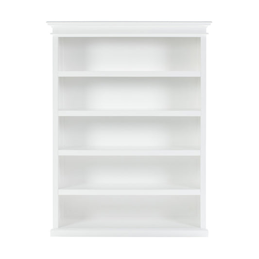 77" Antiqued White Solid Wood Five Tier Standard Bookcase