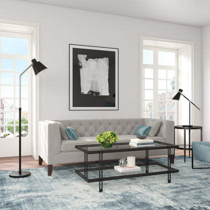 63" Black Reading Floor Lamp With Black Cone Shade