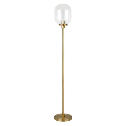 69" Brass Novelty Floor Lamp With Clear Seeded Glass Globe Shade