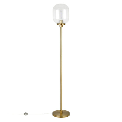69" Brass Novelty Floor Lamp With Clear Seeded Glass Globe Shade