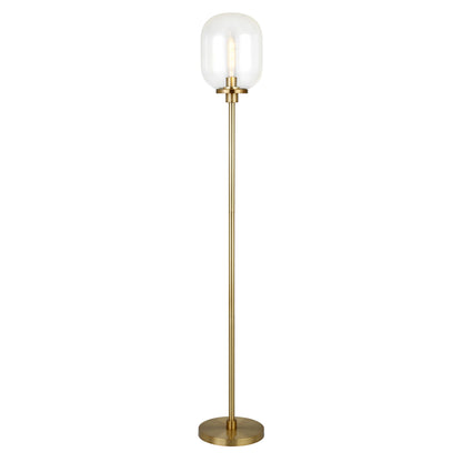 69" Brass Novelty Floor Lamp With Clear Seeded Glass Globe Shade
