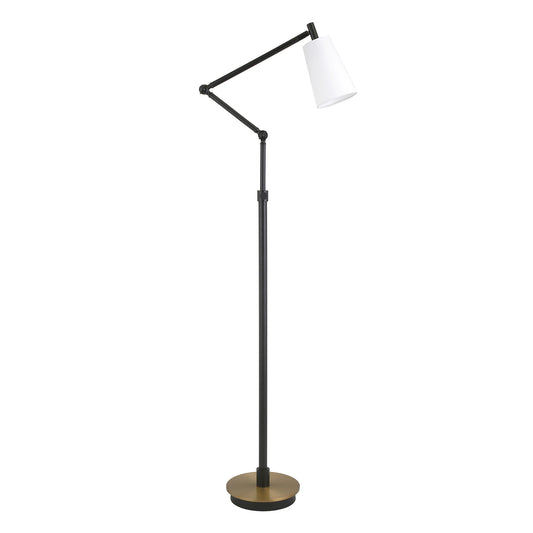 66" Black Reading Floor Lamp With White Frosted Glass Cone Shade