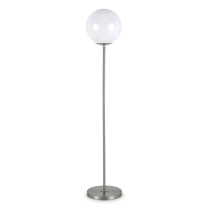 62" Nickel Novelty Floor Lamp With White No Pattern Frosted Glass Globe Shade