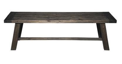 60" Gray And Dark Brown Distressed Wood Dining Bench