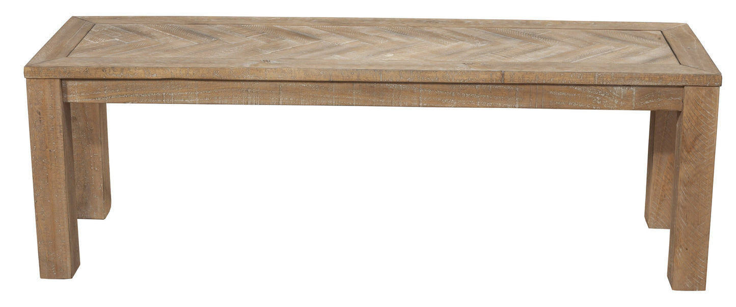 60" Natural Distressed Solid Wood Dining Bench