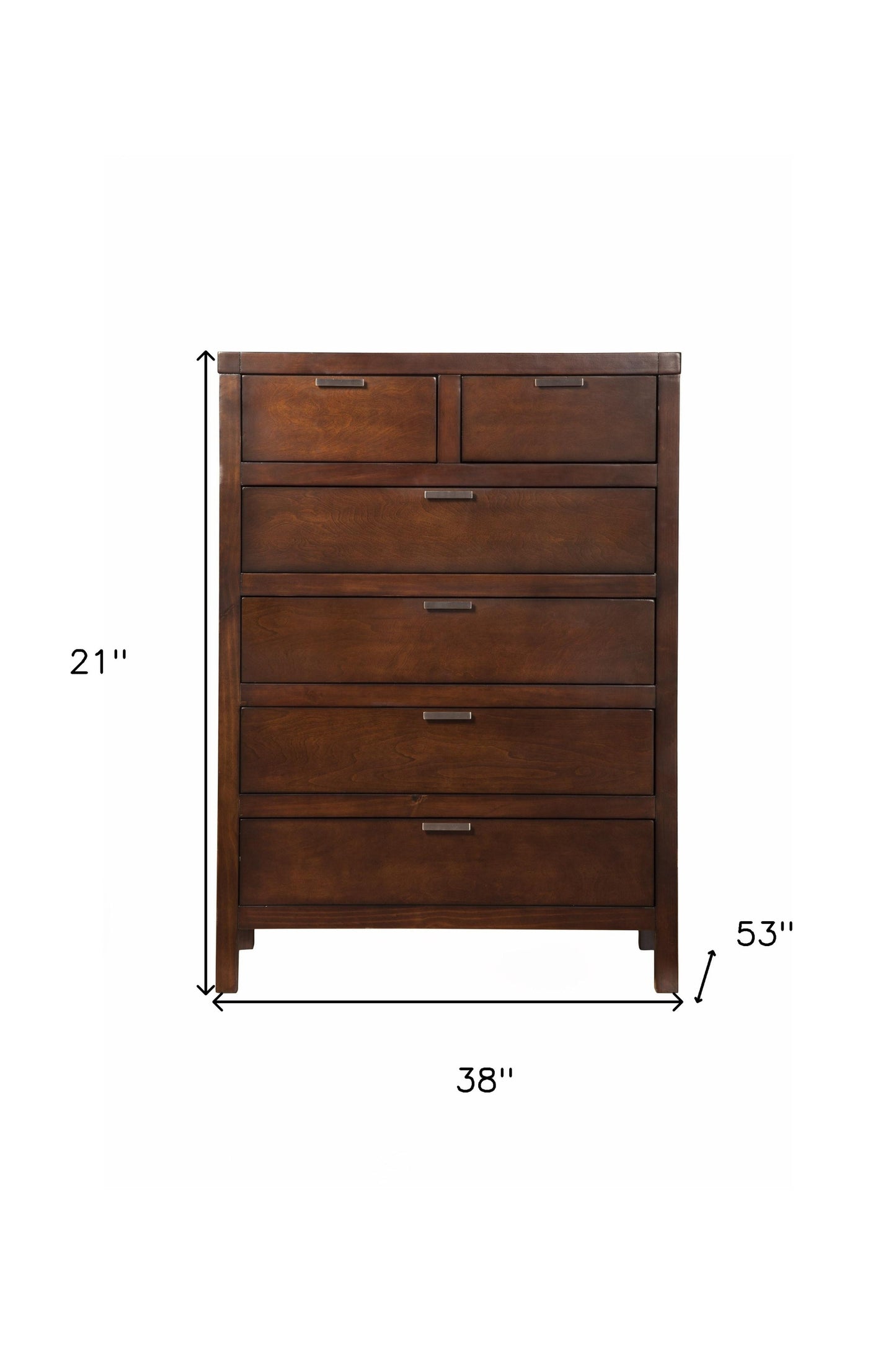 36" Brown Solid Wood Six Drawer Chest
