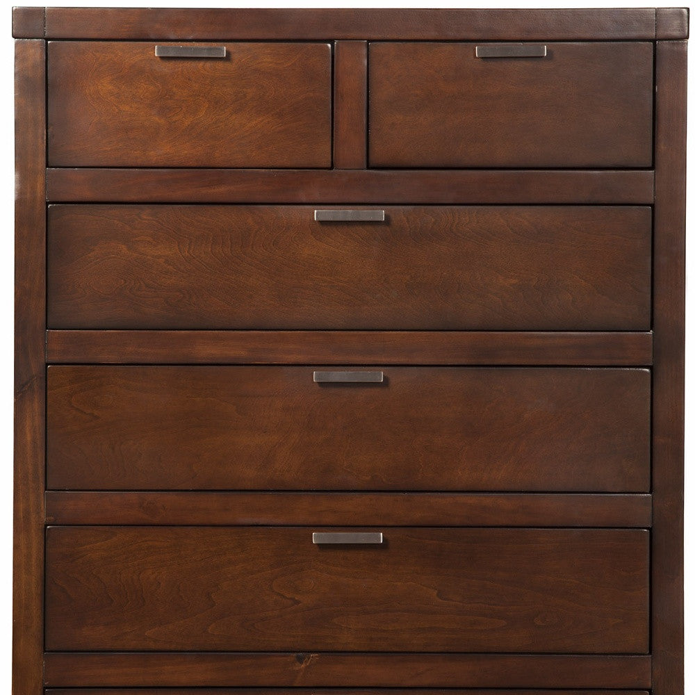 36" Brown Solid Wood Six Drawer Chest