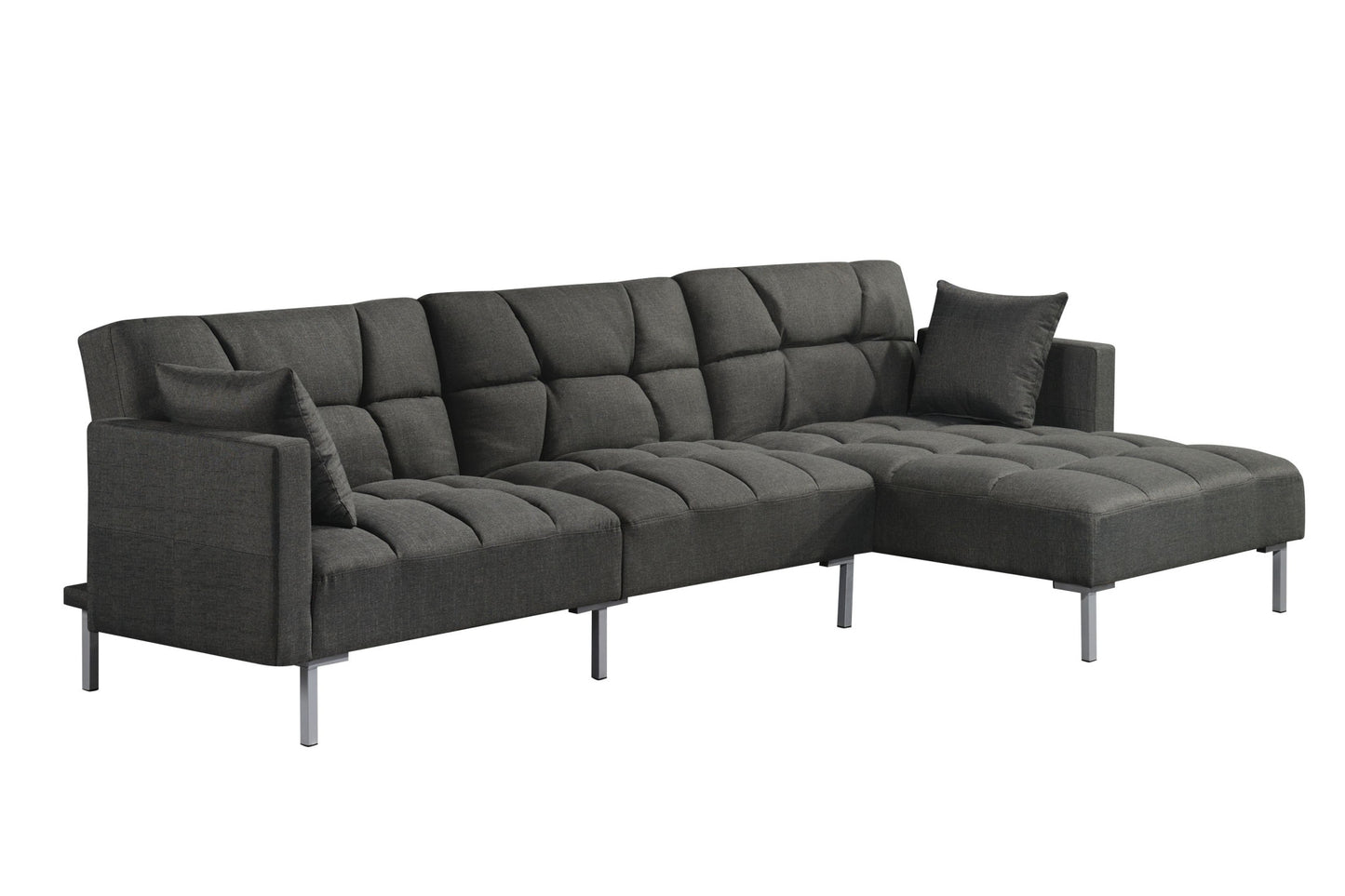 Gray 100% Polyester L Shaped Two Piece Sofa and Chaise