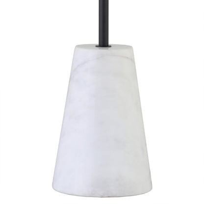 26" Black and White Marble Table Lamp With White Drum Shade