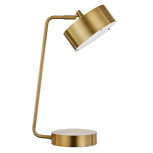 18" Brass Metal Desk Table Lamp With Brass Drum Shade