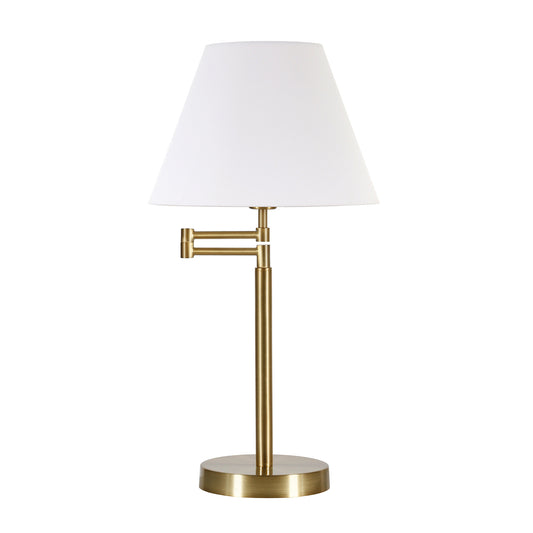 25" Gold Metal Table Lamp With White Empire Shade