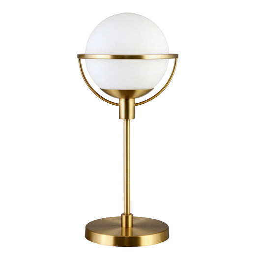 21" Brass Metal Globe Table Lamp With Clear Globe Shade