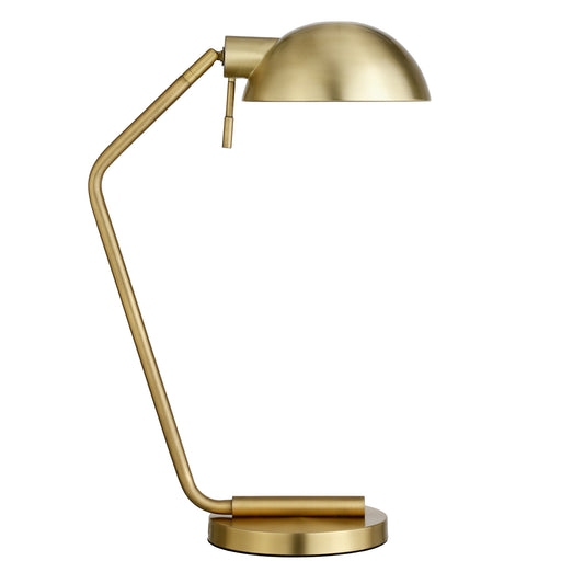 20" Brass Metal Desk Table Lamp With Brass Dome Shade