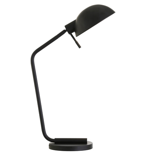 20" Black Metal Desk Table Lamp With Black Dome Shade