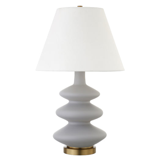 26" Gray and Gold Glass Table Lamp With White Empire Shade