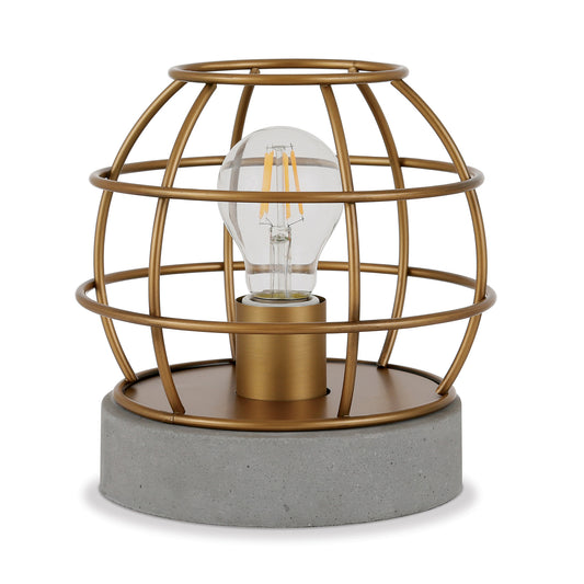 9" Gray and Gold Concrete Desk Table Lamp