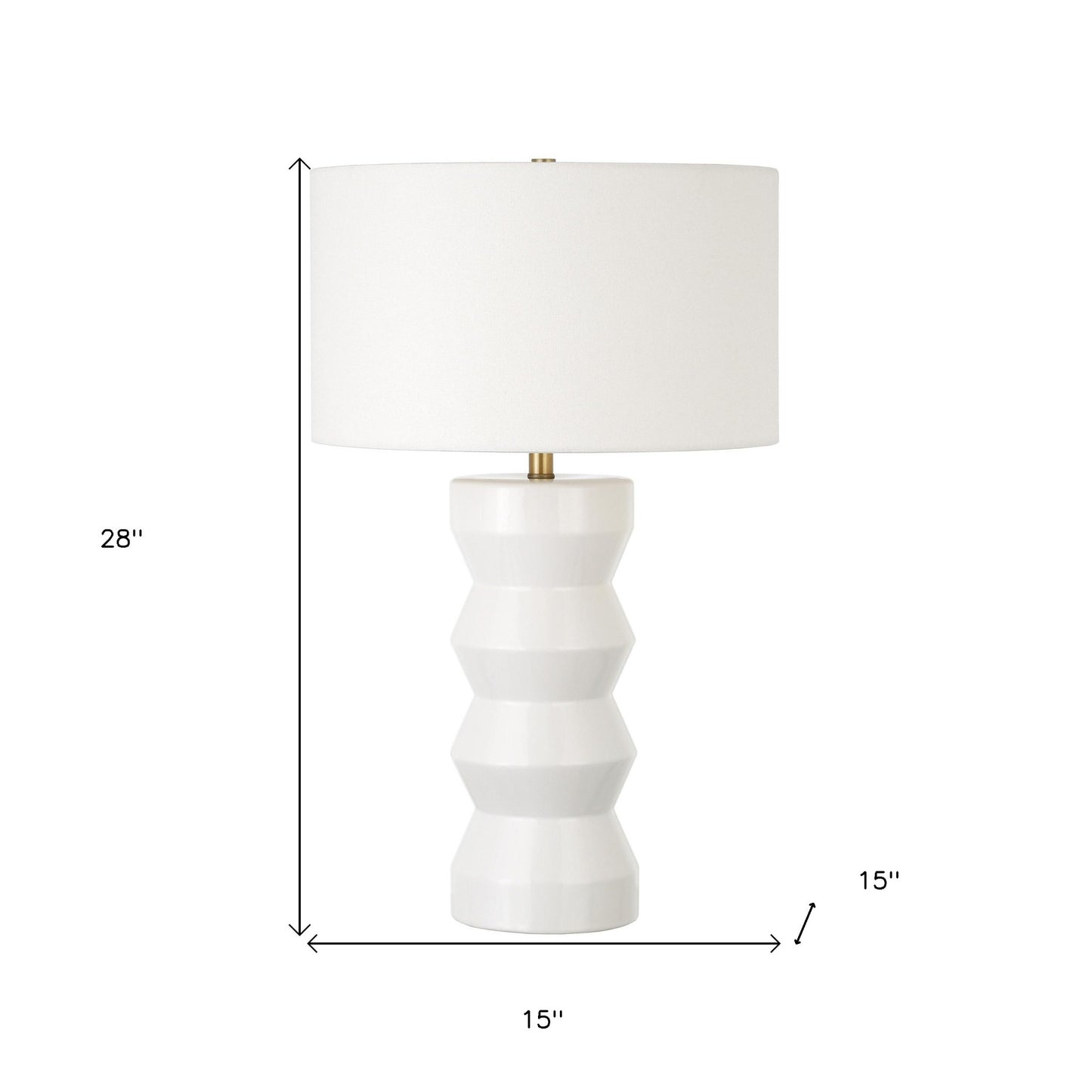 28" White Ceramic Table Lamp With White Drum Shade