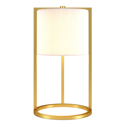 22" Brass Metal Table Lamp With White Drum Shade