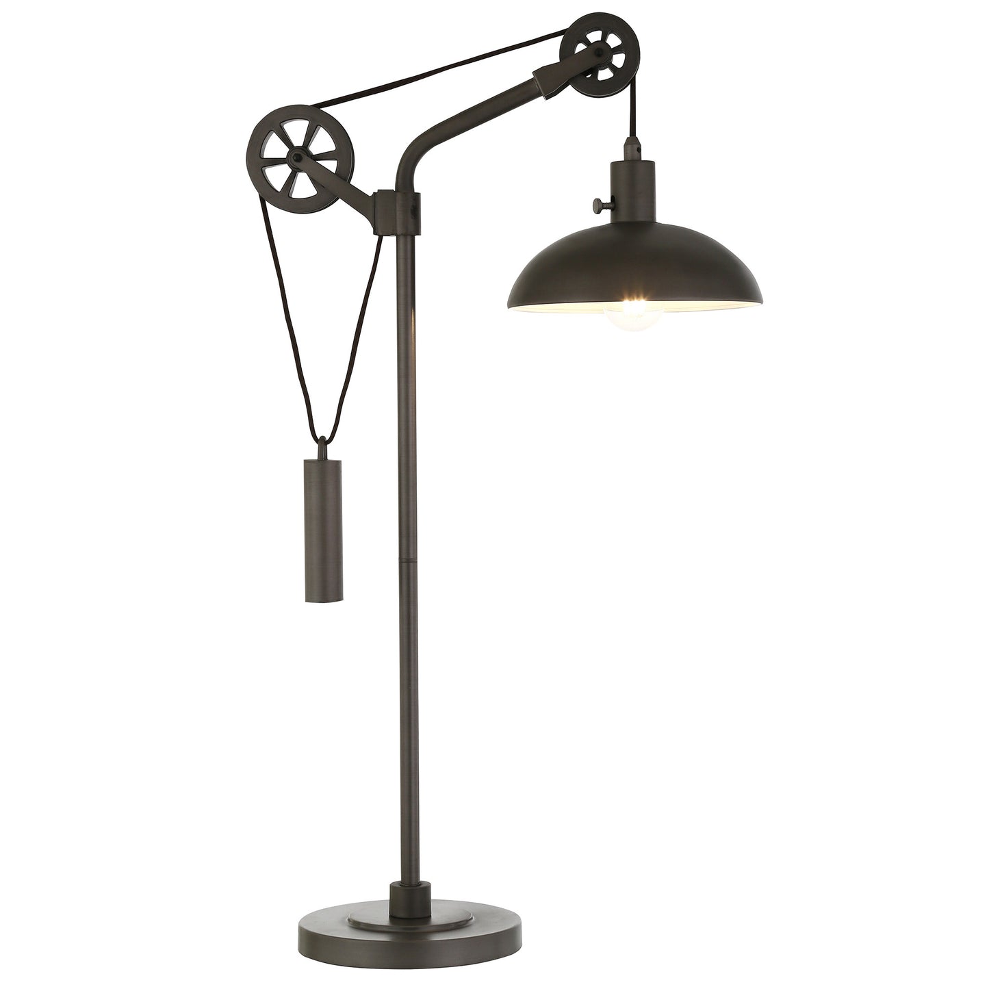 33" Gray Metal Adjustable Desk Table Lamp With Gray Dome Shade