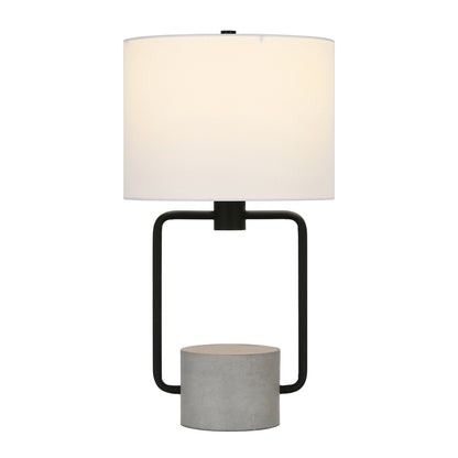 22" Black and Gray Concrete Table Lamp With White Drum Shade