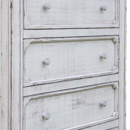 37" Antiqued White Solid Wood Four Drawer Chest
