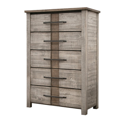 37" Gray Solid Wood Five Drawer Chest