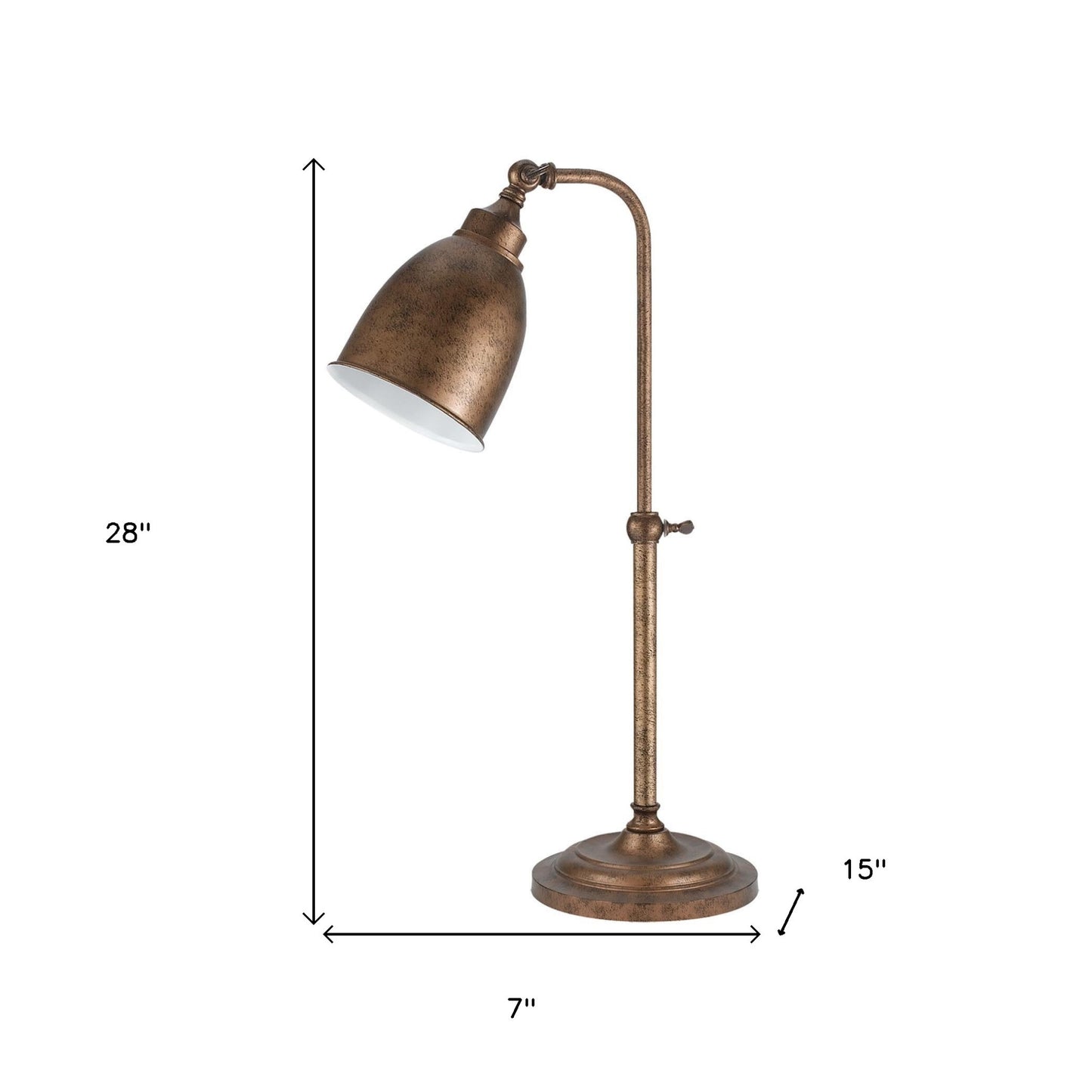 28" Rust Metal Adjustable Table Lamp With Rust Dome Shade